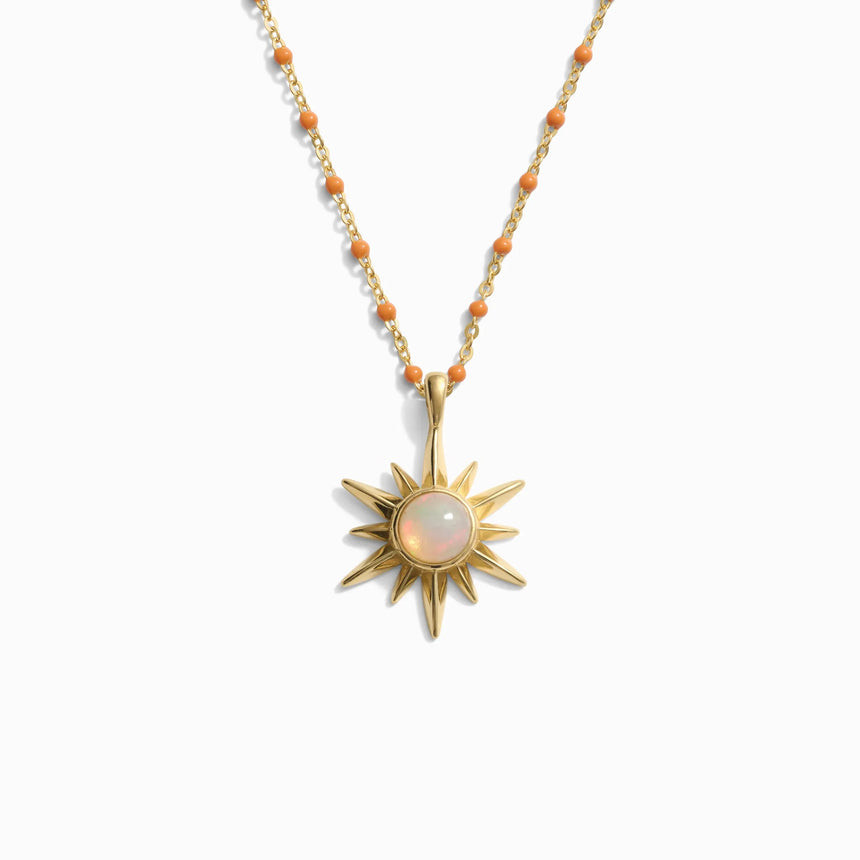 Opal Sun Tangerine Enamel Necklace | Awe Inspired