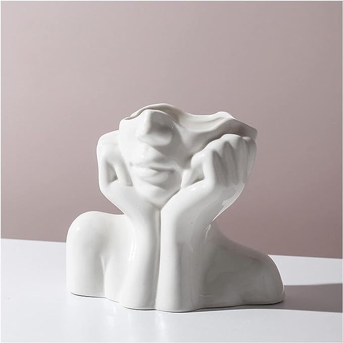 Female Form Ceramic Body Face Art Vase Ideal For Home Office Bookshelf Table Shelf Décor Modern ... | Amazon (US)