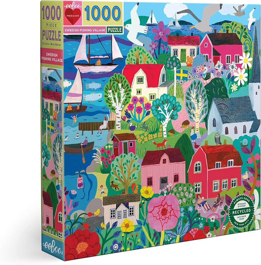 eeBoo: Piece and Love Swedish Fishing Village 1000 Piece Square Puzzle, Glossy, Sturdy Puzzle Pie... | Amazon (US)