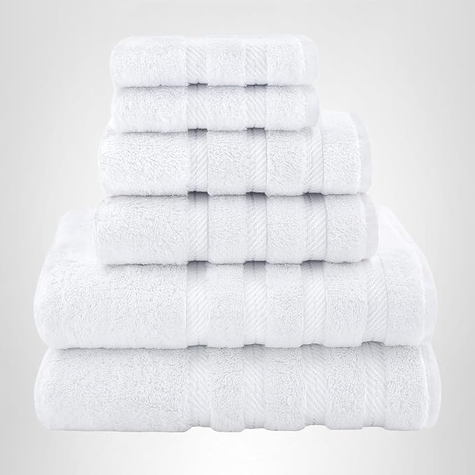 American Soft Linen Luxury 6 Piece Towel Set, 2 Bath Towels 2 Hand Towel 2 Washcloths, 600 GSM 10... | Amazon (US)