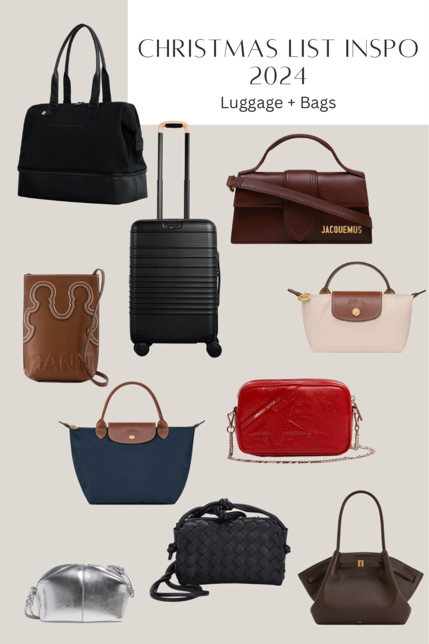 I am OBSESSED with BÉIS suitcase and weekender bag! Some of these purses are on my wishlist, I have the Ganni bag in black and I wear it all the time. 

#LTKTravel #LTKGiftGuide #LTKItBag