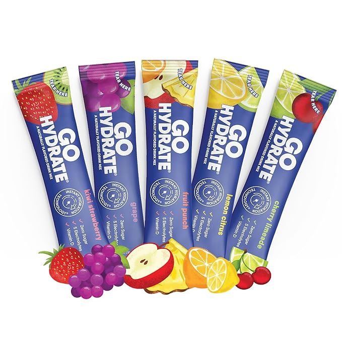 GoHydrate Electrolyte Drink Mix - A Naturally Flavored, Sugar Free, Hydration Powder (Mixed, 30 C... | Amazon (US)