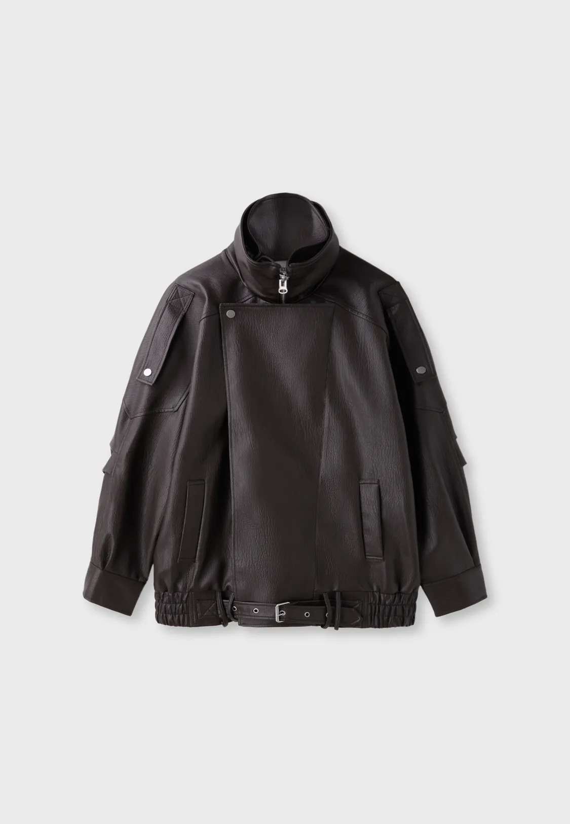 Stradivarius Blouson oversize à col en similicuir  Marron XS | Stradivarius (FR)