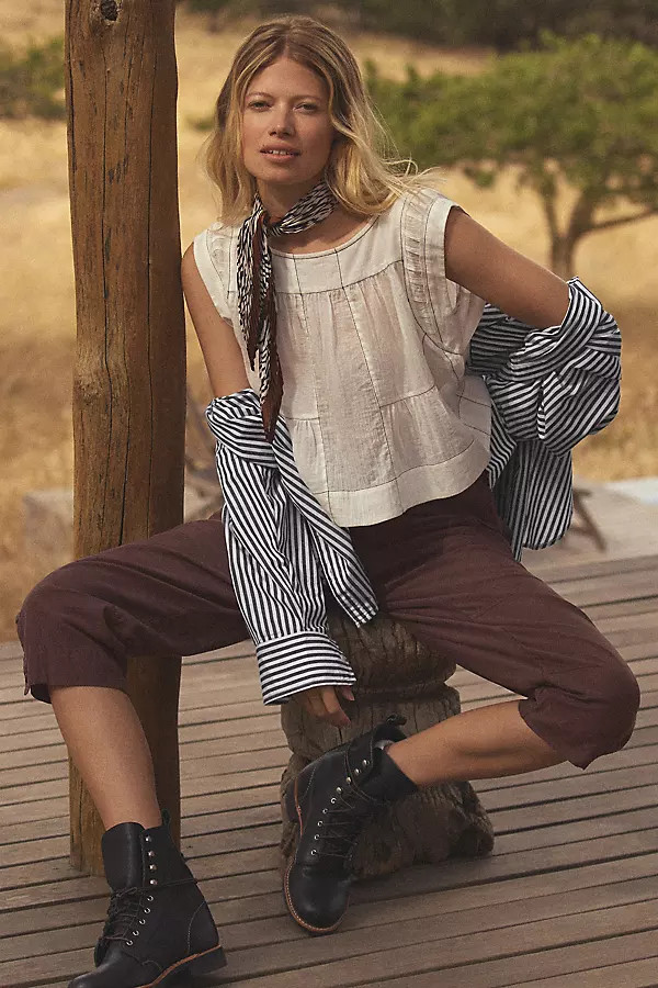 By Anthropologie Cap-Sleeve Babydoll Blouse | Anthropologie (US)