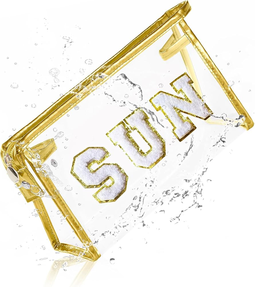 COSHAYSOO Sunscreen Bag Clear Makeup Toiletry Pouch Beach Vacation Essentials for Women Teen Girls Trip Gifts Summer Pool Travel Must Have Accessories Waterproof Stuff | Amazon (US)