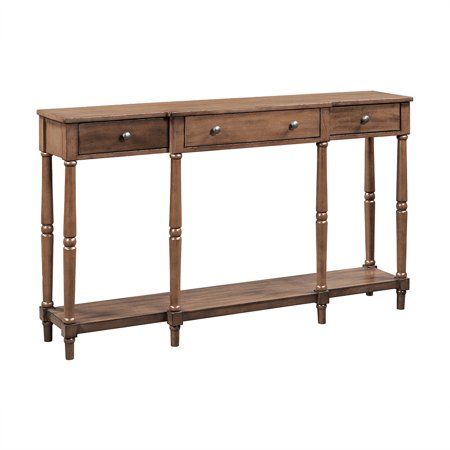 New Console Table 3 Drawers Sideboard 1 Bottom Shelf Wood Frame Entryway Desk for Living Room Brown  | Walmart (US)