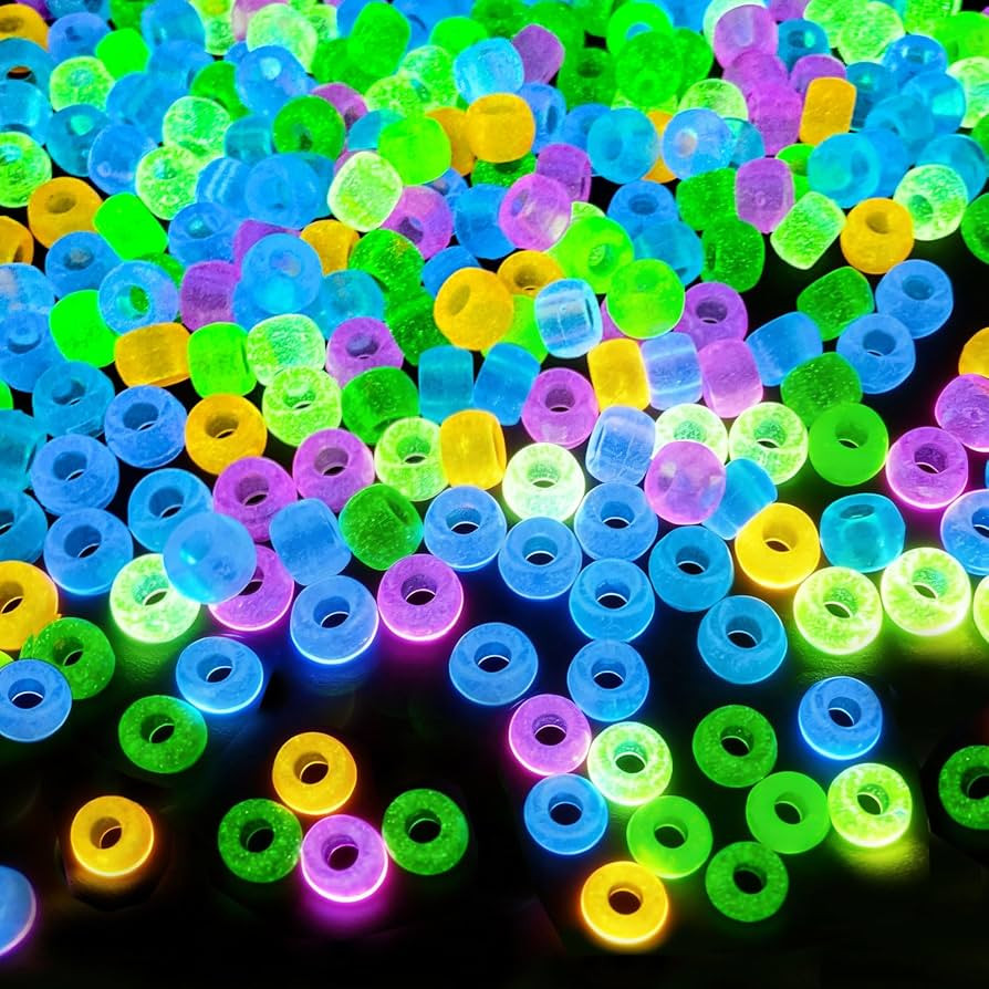 Glow in the Dark Pony Beads Bulk 900 Pcs,Beads for Necklace Jewelry Making Earring Hair Braiding,... | Amazon (US)