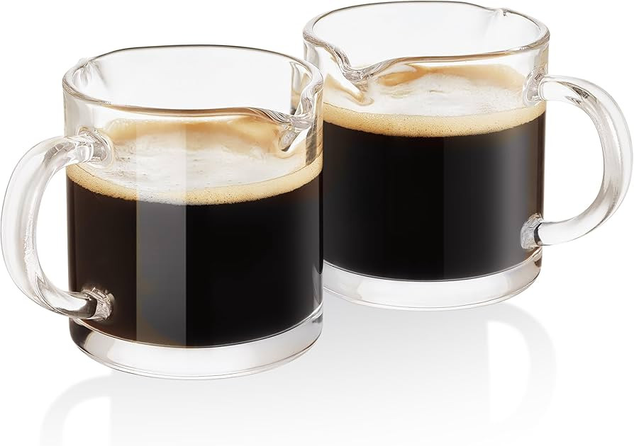 Ackers Clear Espresso Cups Set of 2,4 OZ Double Spouts Cups,Milk Cup with Handle, Espresso Access... | Amazon (US)