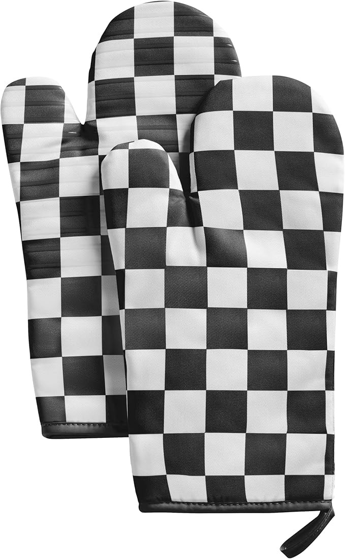 Ohocut Black and White Checkered Oven Mitts Heat Resistant, Vintage Retro Checkerboard Cute Oven ... | Amazon (US)
