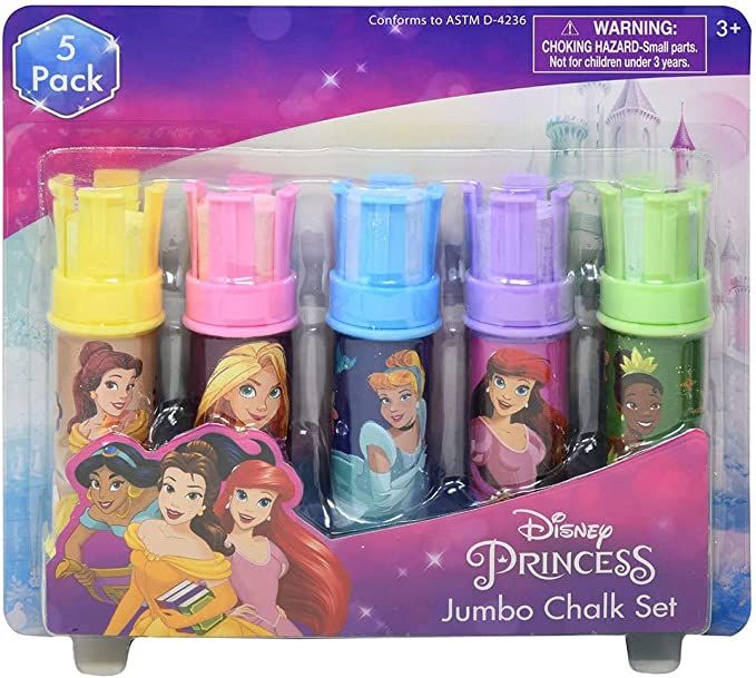 Disney Princess Outdoor Sidewalk Chalk Jumbo - Kids Chalk Set with Holder | Amazon (US)