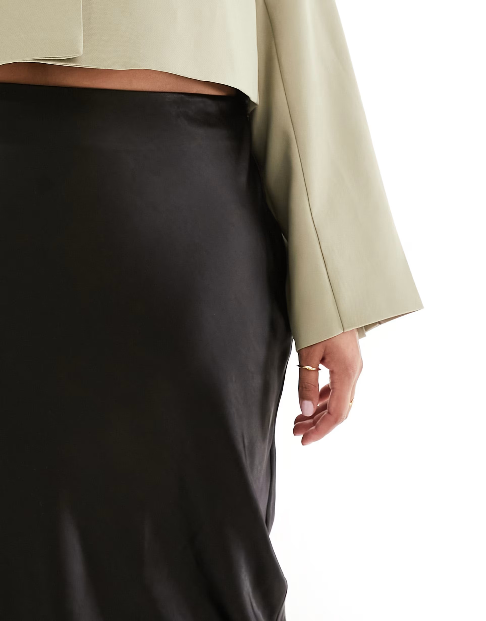 4th & Reckless Plus exclusive maxi satin skirt in black | ASOS (Global)