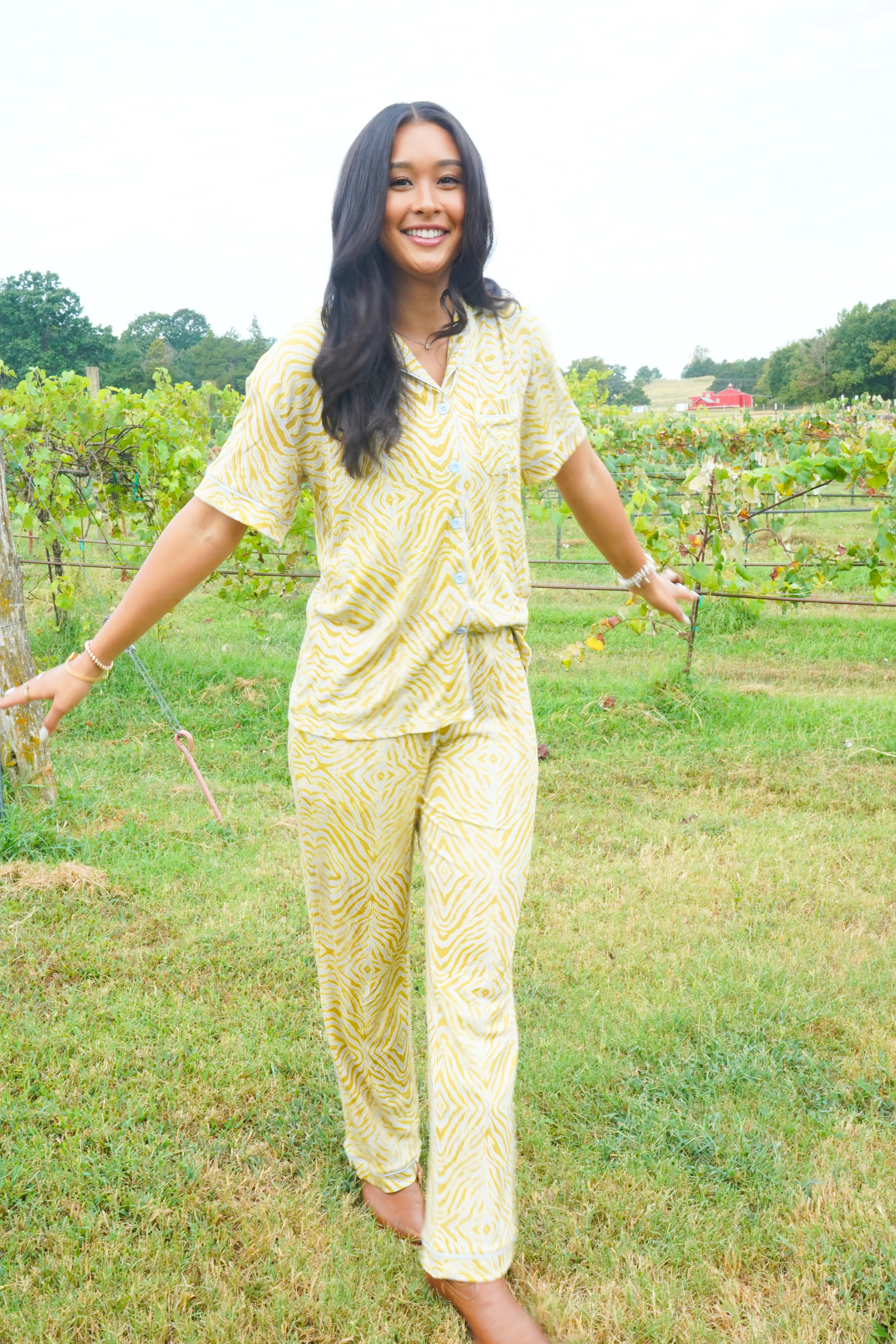 Chartreuse Zebra - Ribbed Bamboo Short Sleeve + Pants Pajama Set | KenzKustomz