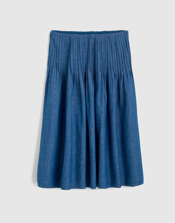Denim Pintuck Midi Skirt | Madewell