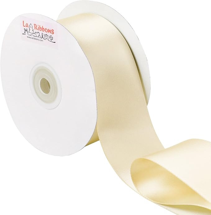 Laribbons 2 inch Wide Double Face Satin Ribbon - 25 Yard (810-Ivory) | Amazon (US)