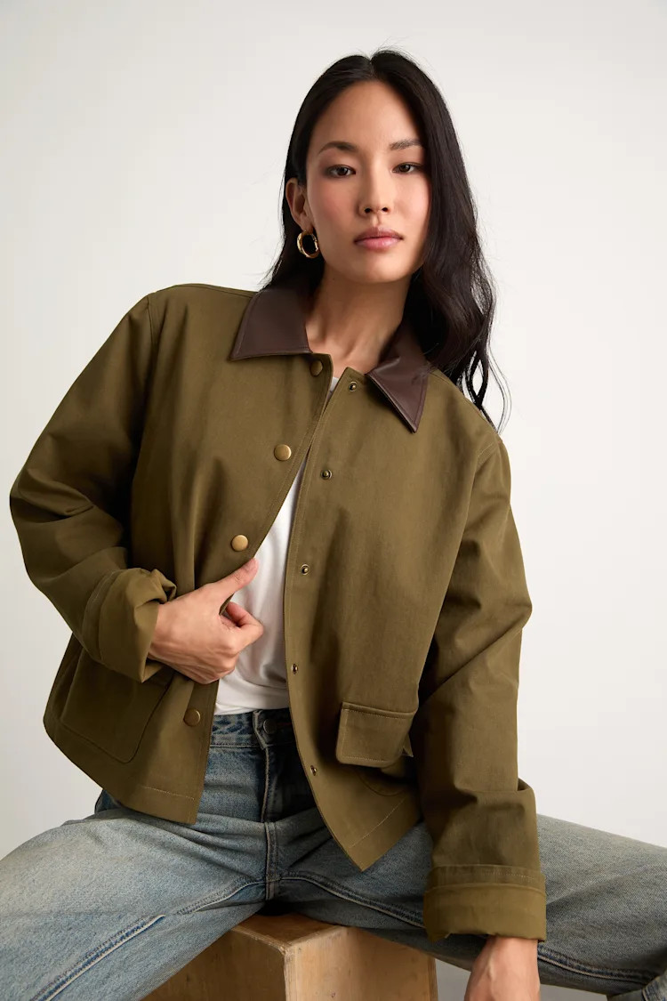 Mareva Olive Green Twill Barn Jacket | Lulus