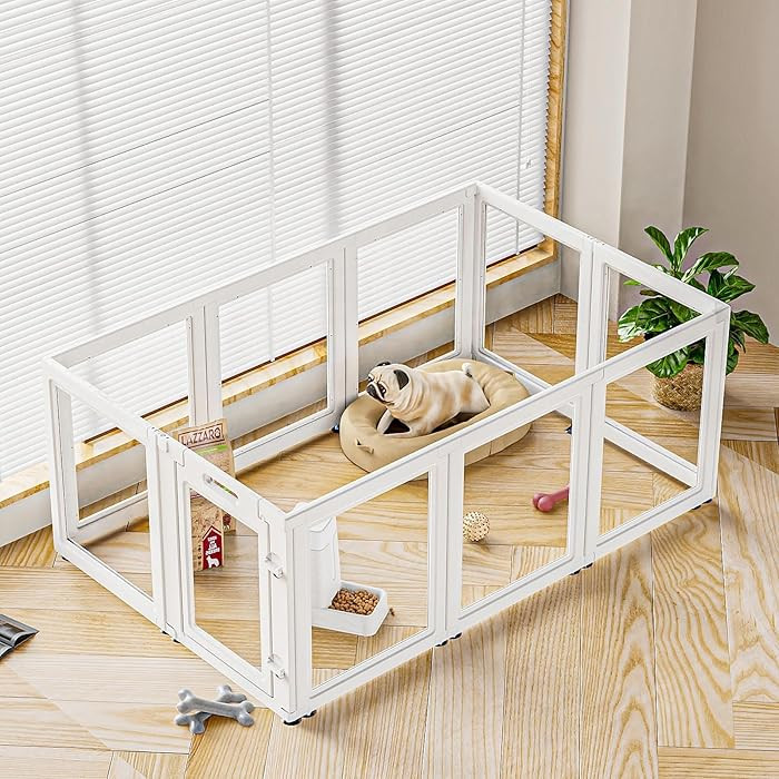 Clear Acrylic Dog Playpen Transparent Dog Playpen Indoor, Easy Assemble Clear Pet Pen for Puppy B... | Amazon (US)