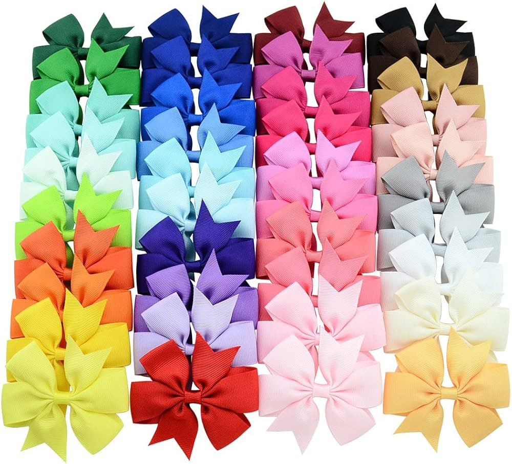 40PCS 3 Inch Hair Bows for Girls Grosgrain Ribbon Toddler Hair Accessories with Alligator Clip Bo... | Amazon (US)