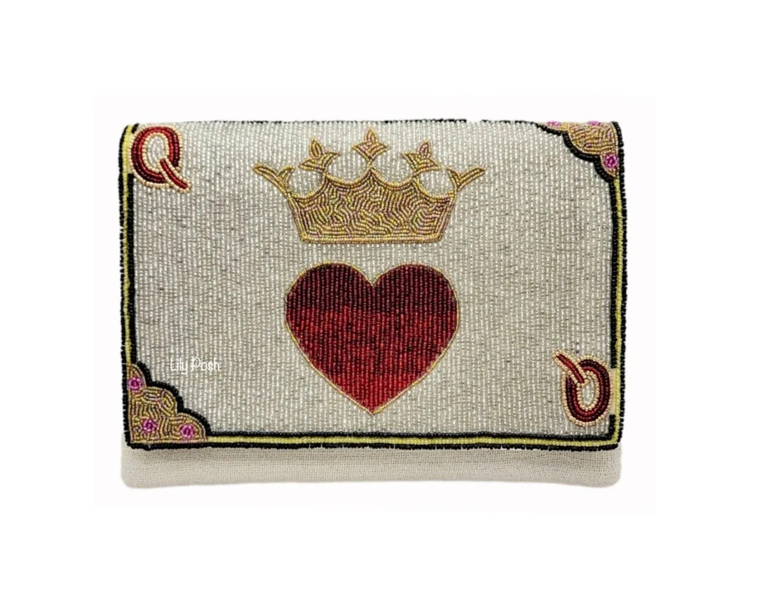 NEW Queen of Hearts Beaded Clutch Bag, Crossbody Bag, Seed Bead Clutch Bag, Boho Handbag, Gift fo... | Etsy (US)