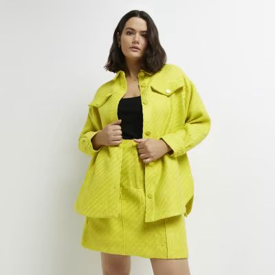 Plus yellow boucle oversized shacket | River Island (UK & IE)