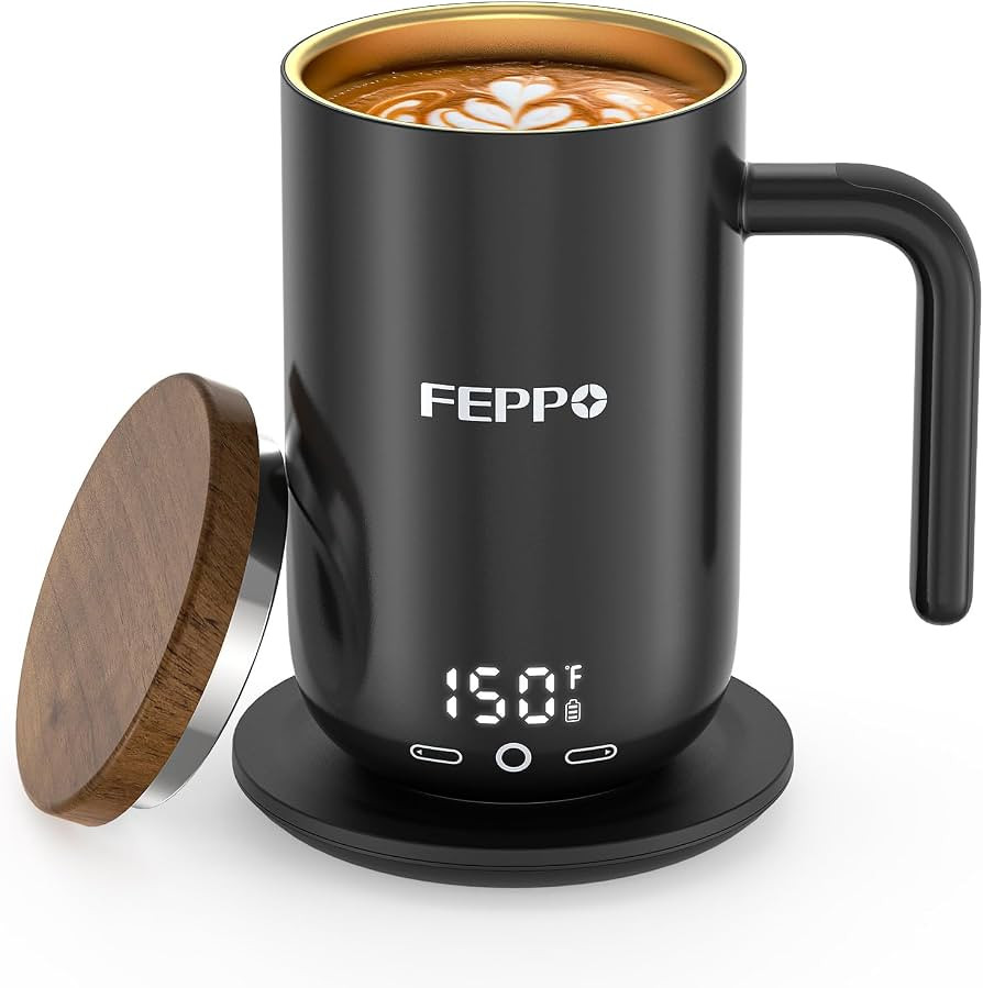 FEPPO Coffee Mug Warmer, 17oz Heated Coffee Mug with Titanium Coating, Real-Time Digital Display,... | Amazon (US)