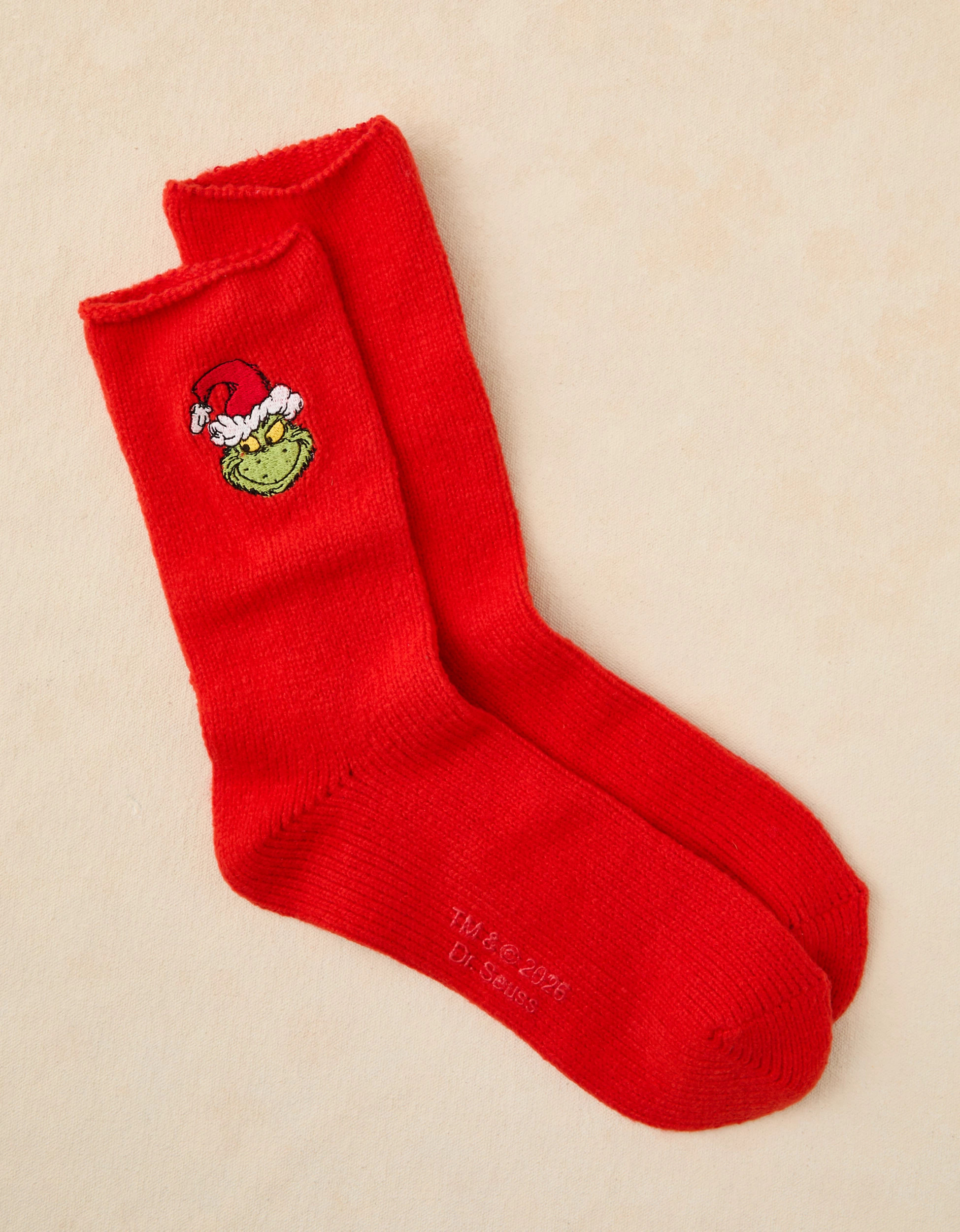 AE Grinch Cozy Crew Socks | American Eagle Outfitters (US & CA)