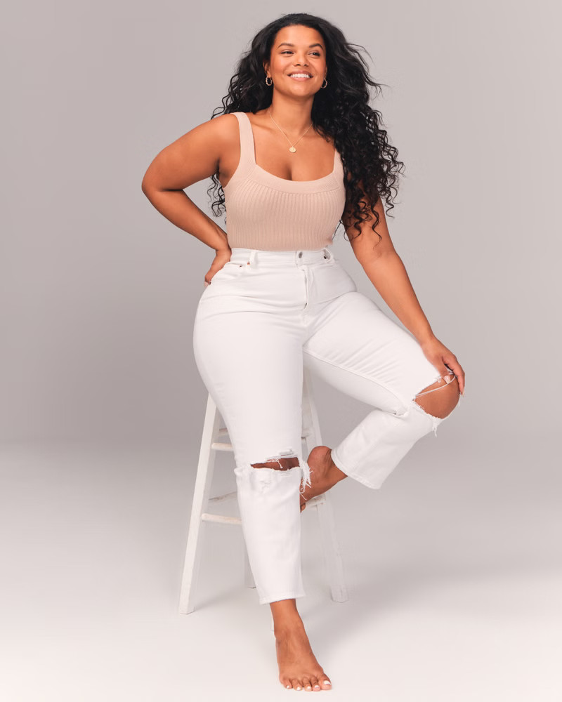 Curve Love Ultra High Rise Ankle Straight Jeans | Abercrombie & Fitch (US)