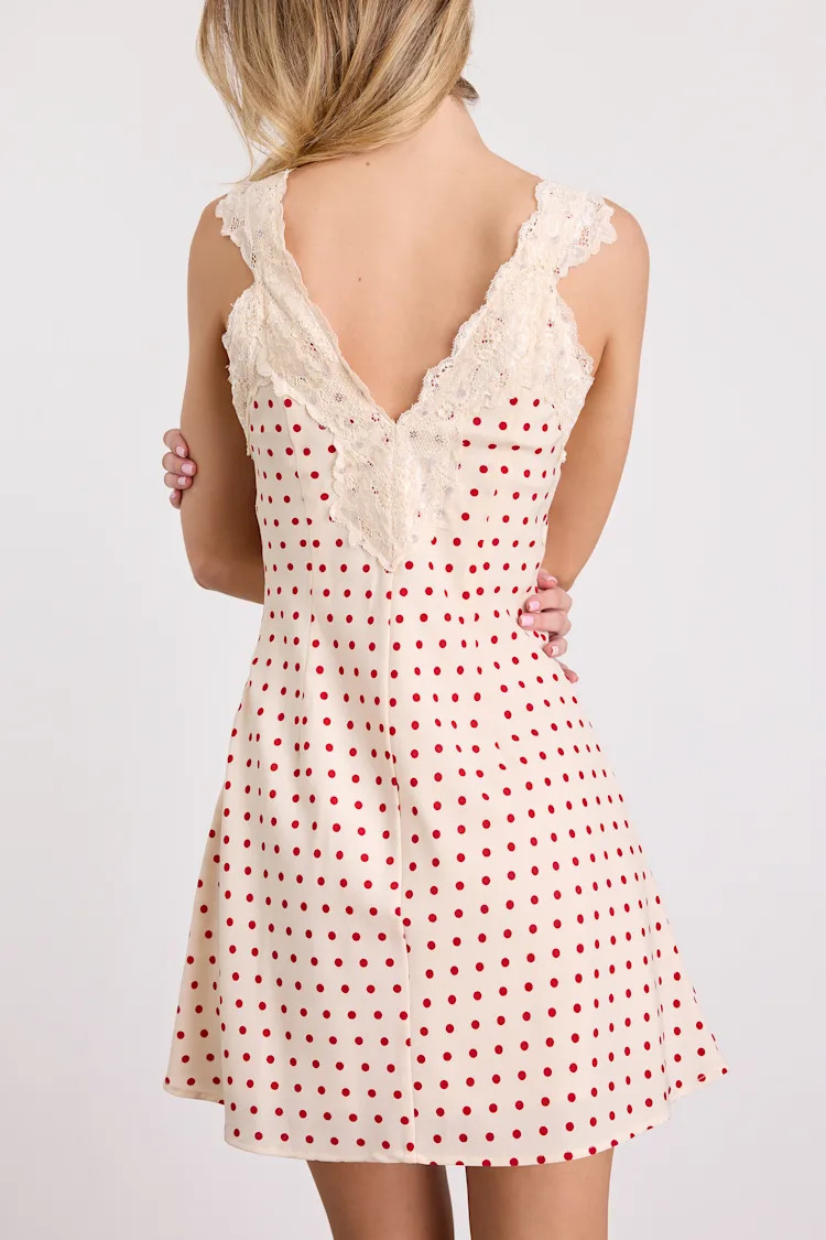Jane Cream Polka Dot Lace Mini Dress | Lulus