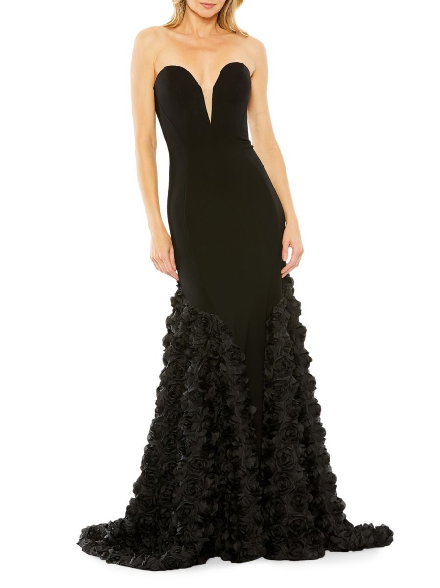 Rose-Appliquéd Satin Mermaid Gown | Saks Fifth Avenue