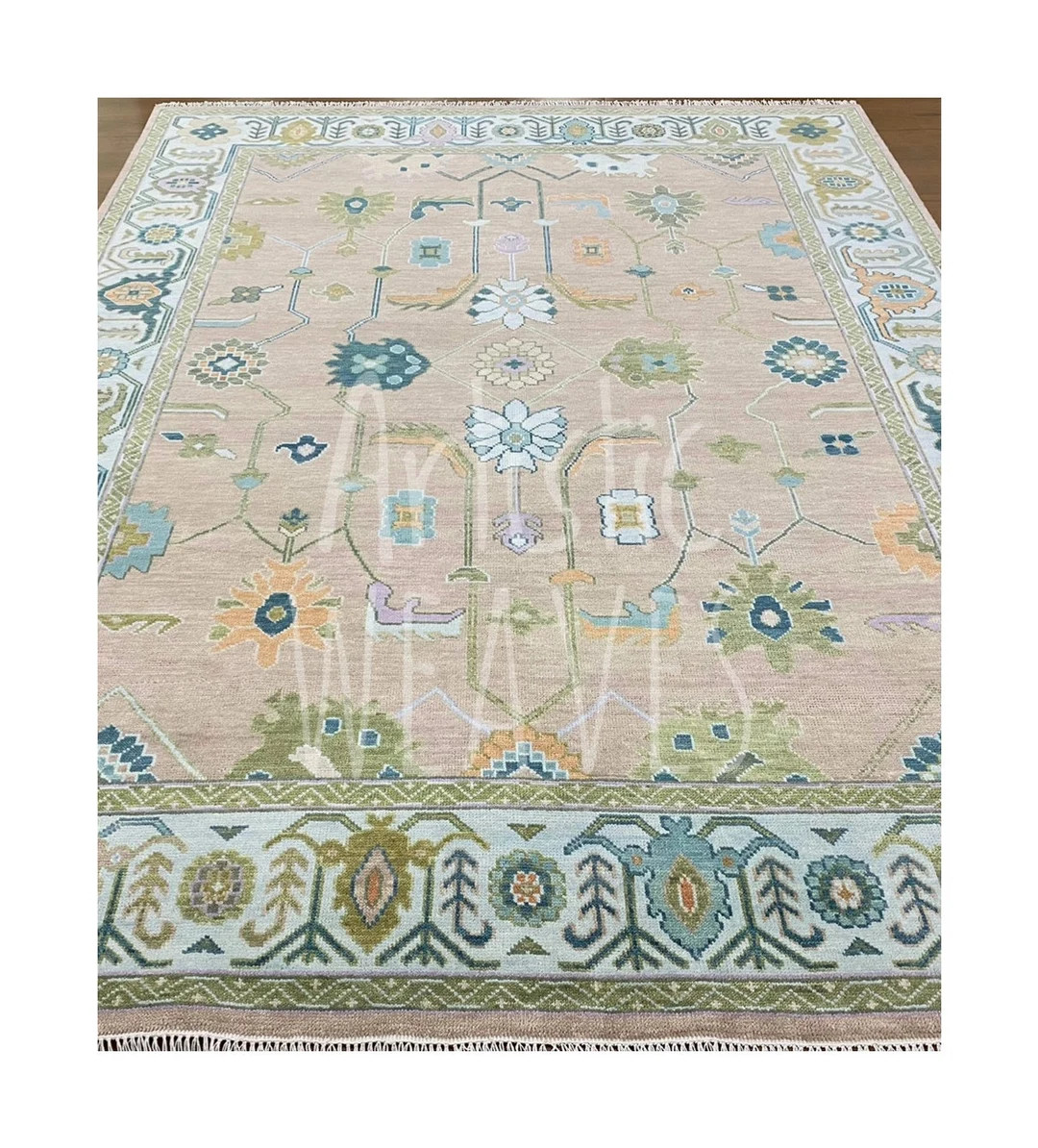 Turkish Knot Oushak Wool Rug Hand Knotted Rug Wool Area Rug - Etsy | Etsy (US)