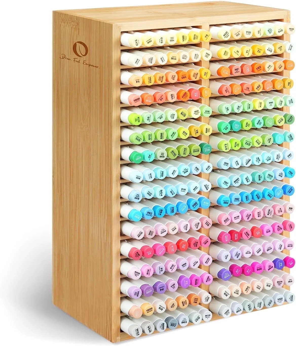 Ohuhu Bamboo Marker Organizer, Holds 224 Markers, 32 Compartments for Desktop, Pens, Oahu Series | Walmart (US)