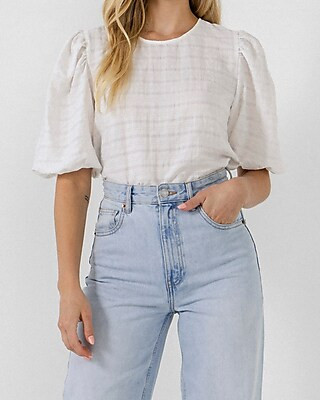 English Factory Plaid Puff Sleeve Top | Express