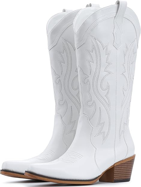 IUV Cowboy Boots For Women Western Cowgirl Boots with Chunky Heel Mid Calf Snip Toe Ideal for low... | Amazon (US)