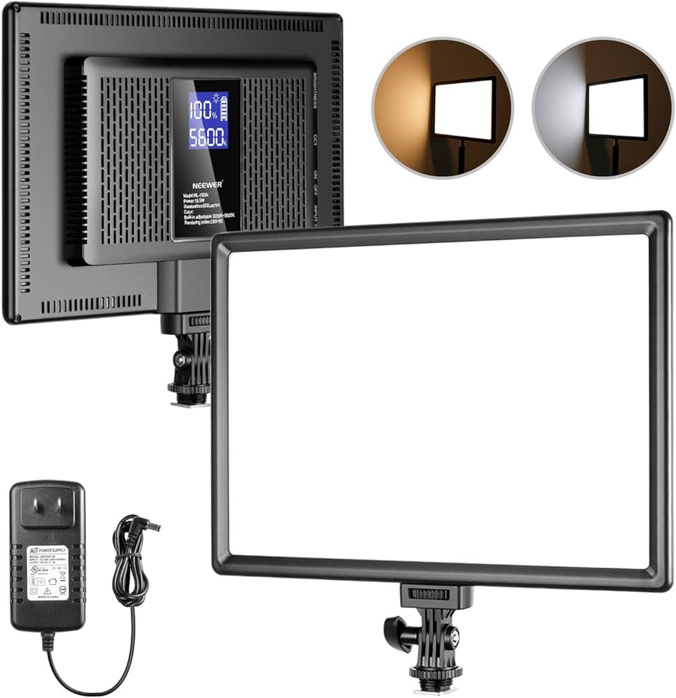 NEEWER LED Video Soft Light Panel,19.5W Ultra Slim Dimmable Bi Color Studio Camera Light with 2PC... | Amazon (US)