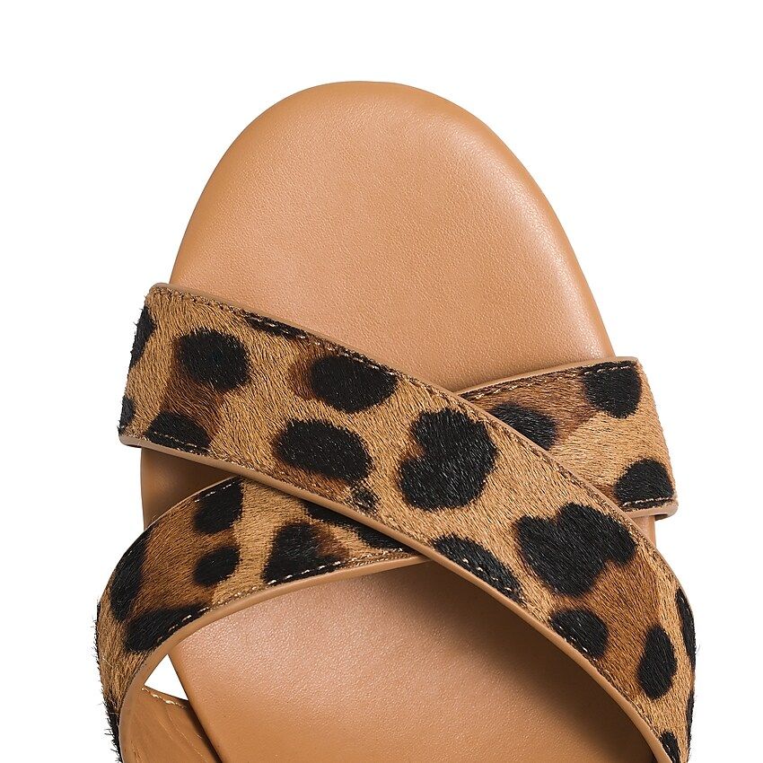 Leopard calf hair low block-heel sandals | J.Crew Factory
