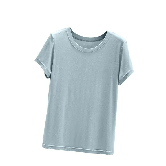 Wyobmus Women's Pajama Tops Tag Free Sleep Shirt Solid Color Short Sleeve Base Shirt Thin T-Shirt... | Walmart (US)