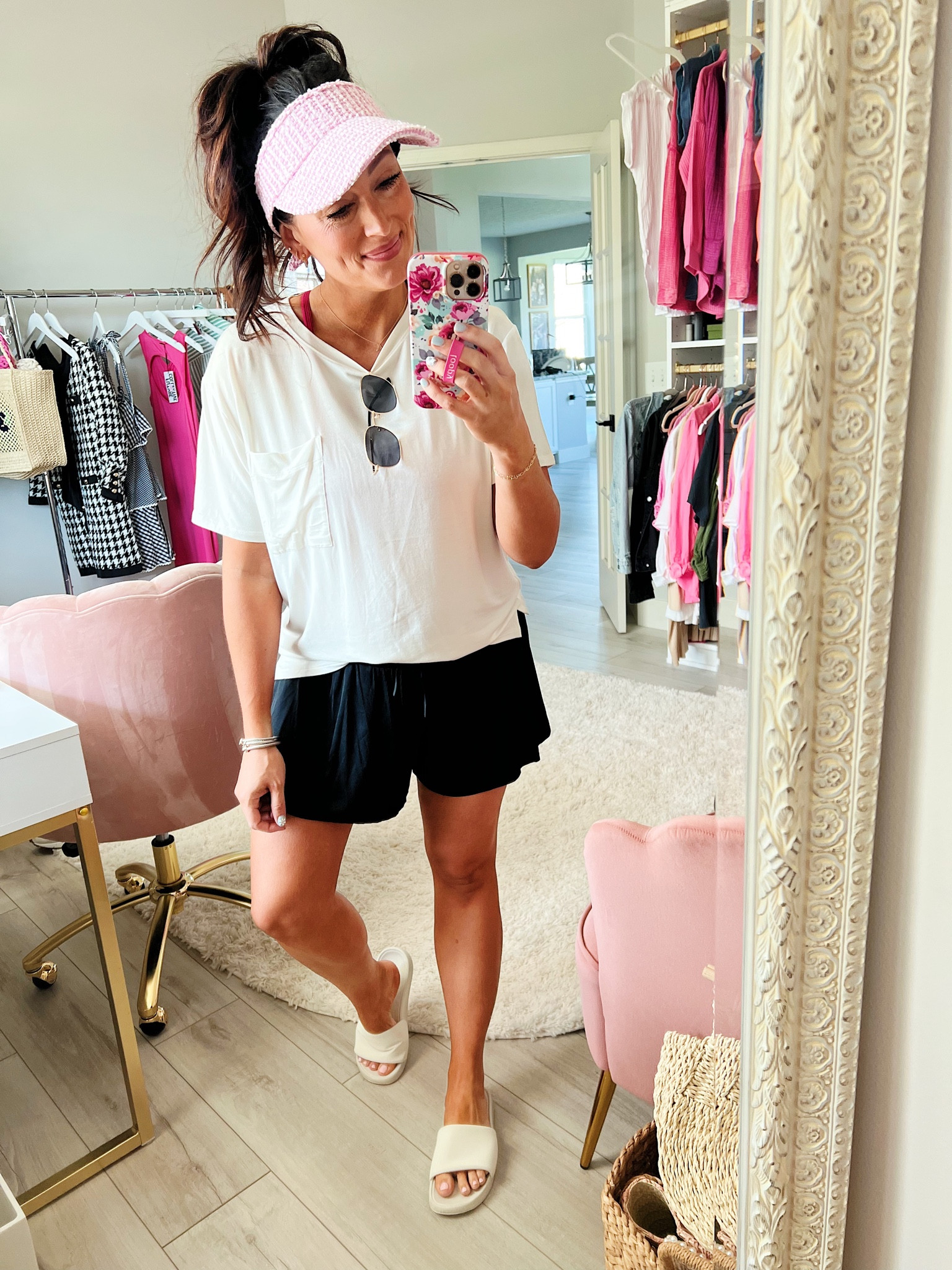 • medium tee for a loose fit - more tts 
• medium shorts - sized up one for 🤰🏻 but they are more true to size 
• sandals are true to size 

#LTKfit #LTKbump #LTKunder50