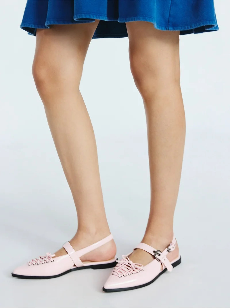 Scoop Women's Patent Faux Leather Corset Flats | Walmart (US)