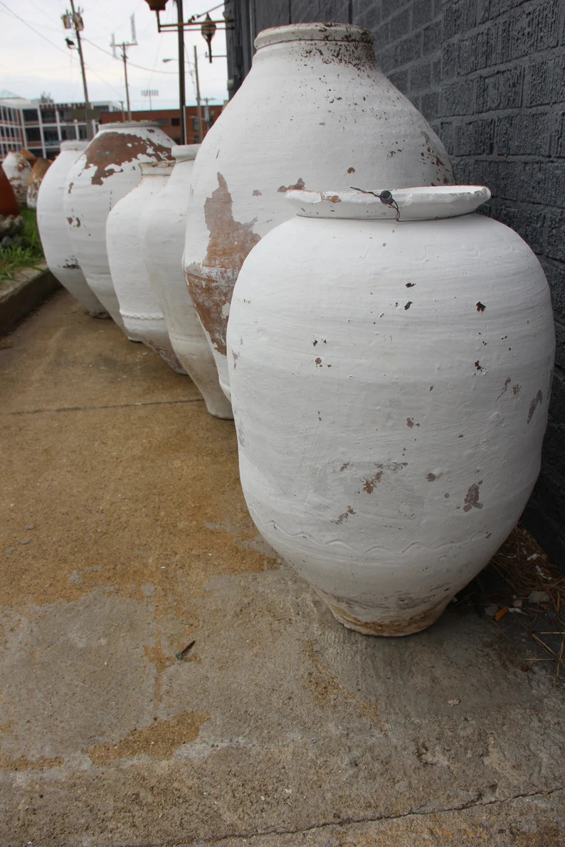 Antique White Olive Pots from Turkey, White Washed Planters | Etsy (US)