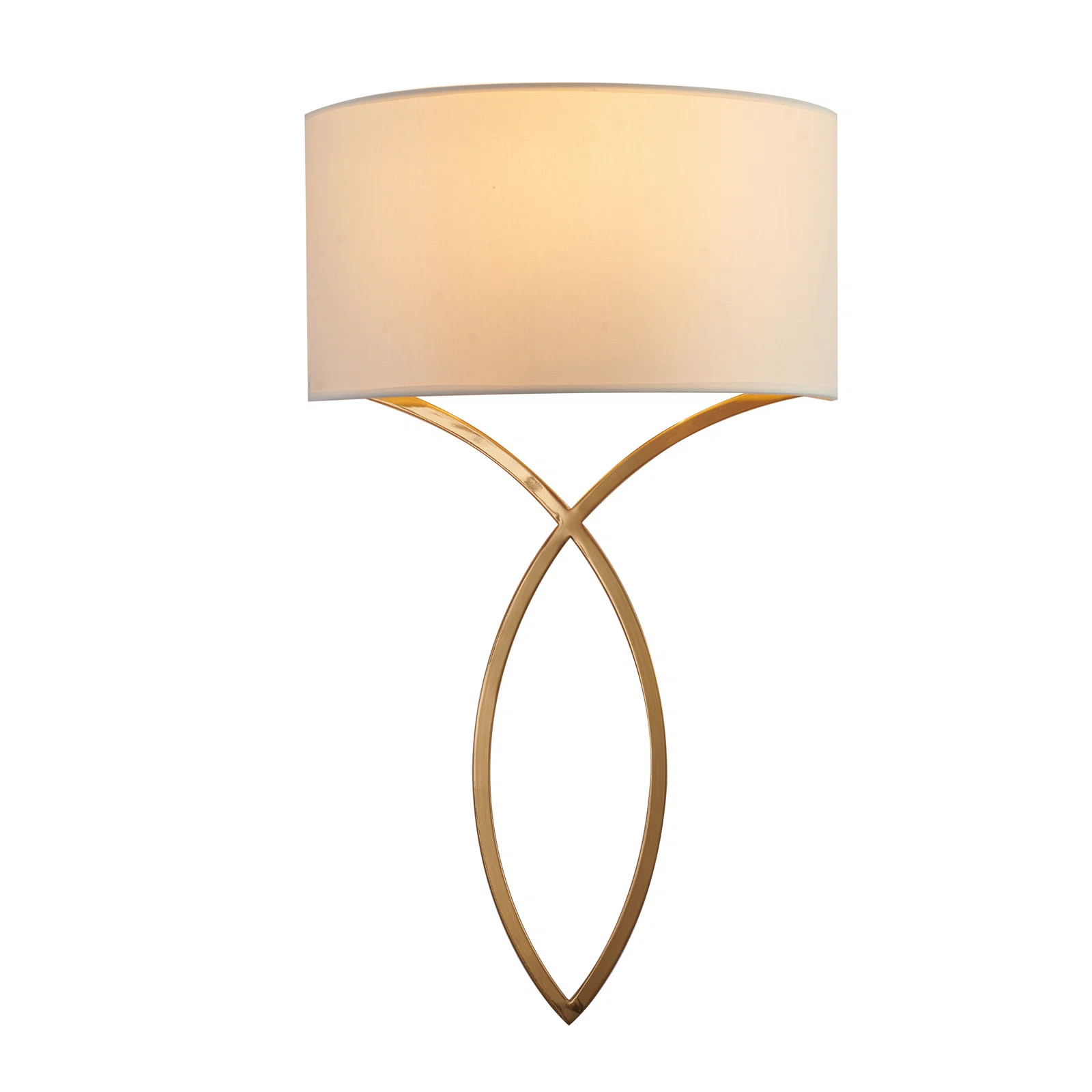 Everly Quinn 1 Light Gold Wall Sconce With White Shade | Wayfair | Wayfair North America