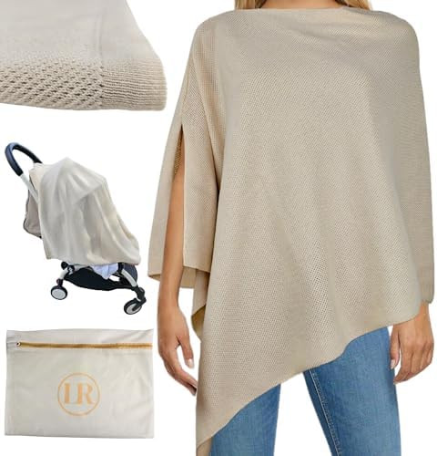 Little Rou Peekaboo Knit Breathable Nursing Cover Up For Breastfeeding - Soft Organic Cotton & Ca... | Amazon (US)