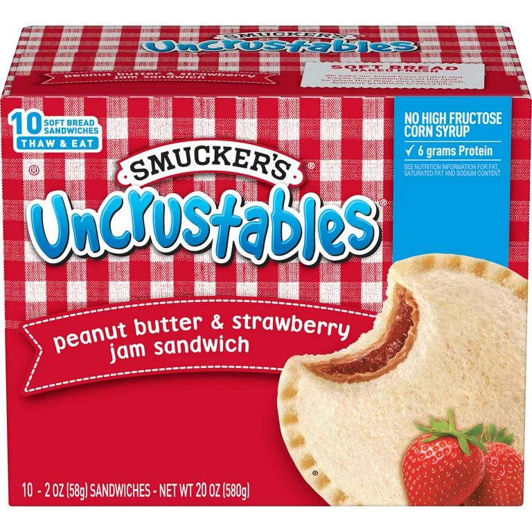Smucker's Uncrustables Peanut Butter & Strawberry Jam Sandwich, 20 oz, 10 Count (Frozen) | Walmart (US)