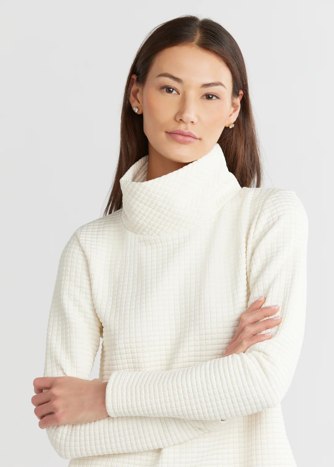 Cobble Hill Turtleneck in Waffle (Cream) | Dudley Stephens