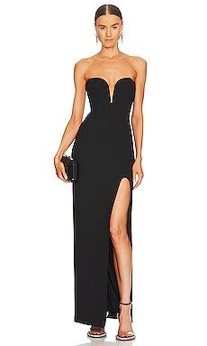 NICHOLAS Tena Deep V Sweetheart Strapless Gown in Black from Revolve.com | Revolve Clothing (Global)