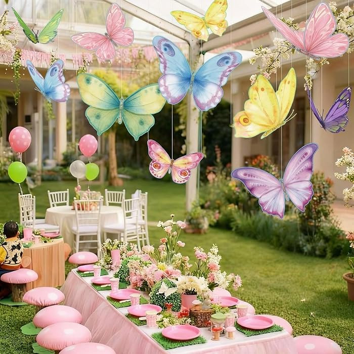 18 Pcs Large Butterfly Party Decorations 3D Pastel Paper Butterfly Hanging Decoration 2 Sizes Pap... | Amazon (US)