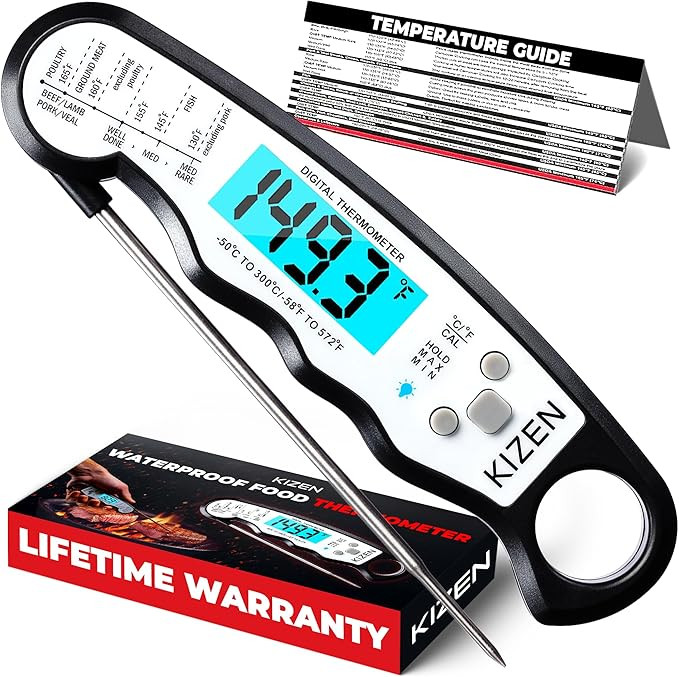 KIZEN Instant Read Meat Thermometer Digital - Food Thermometer for Cooking, Grill, Oven, BBQ - IP... | Amazon (US)