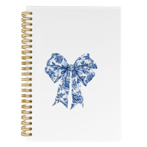 ANIANG Blue and White Porcelain Bow Notebook, Coquette Notebook, Preppy Journal, Chinoiserie Bow 5.5"x8.3" 164pages Lined Notebooks College Ruled, Coquette Trendy Notebook for Office School Supplies | Amazon (US)