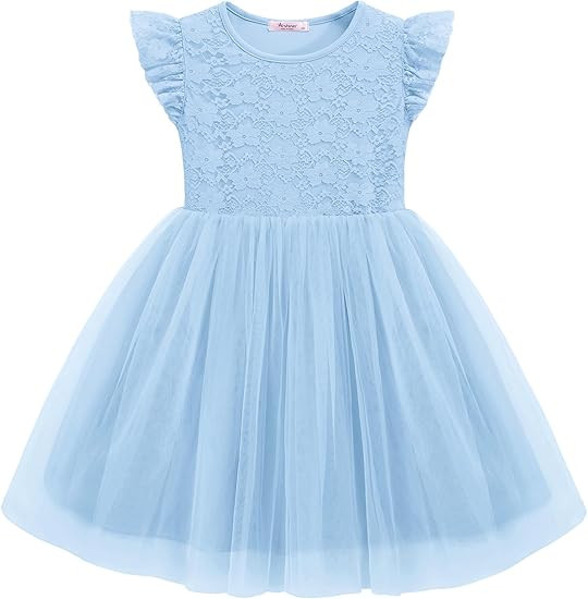 Arshiner Toddler Lace Tutu Dresses Ruffle Sleeve 3 Layers Tulle Flower Wedding Birthday Summer Li... | Amazon (US)