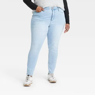 Women's Plus Size High-Rise Button Fly Skinny Jeans - Ava & Viv™ | Target