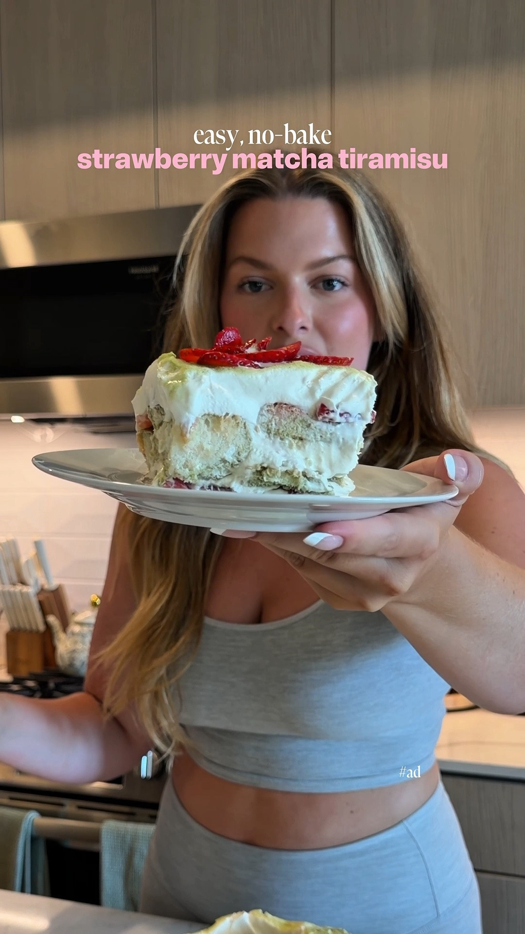 #ad the perfect summertime dessert 🍵🍓the @sipcloudcafe collagen matcha strawberry matcha latte sachets are perfect for my morning routine, a midday pick-me-up or a delicious dessert that will shine at summer bbq’s. find them at @target #targetpartner #cloudcafe #kwellness #coffee #matcha

how to make this dessert:

2 cloud cafe strawberry matcha latte sachets
3/4 cup hot water
16 oz mascarpone, softened
1 cup heavy cream
1/3 cup powdered sugar
1 tsp vanilla extract
24 ladyfingers
2 cups fresh strawberries, sliced
1 tbsp matcha powder, for dusting

instructions:
whisk matcha sachets into hot water, let cool slightly
whip heavy cream, powdered sugar, and vanilla until soft-medium peaks
mash mascarpone until smooth (don’t overmix)
fold whipped cream into mascarpone in two additions, gently
quick-dip ladyfingers in matcha soak
layer: ladyfingers, cream, strawberries — repeat, end with cream on top
cover and chill 4+ hours
dust matcha powder on top and garnish with more sliced strawberries
