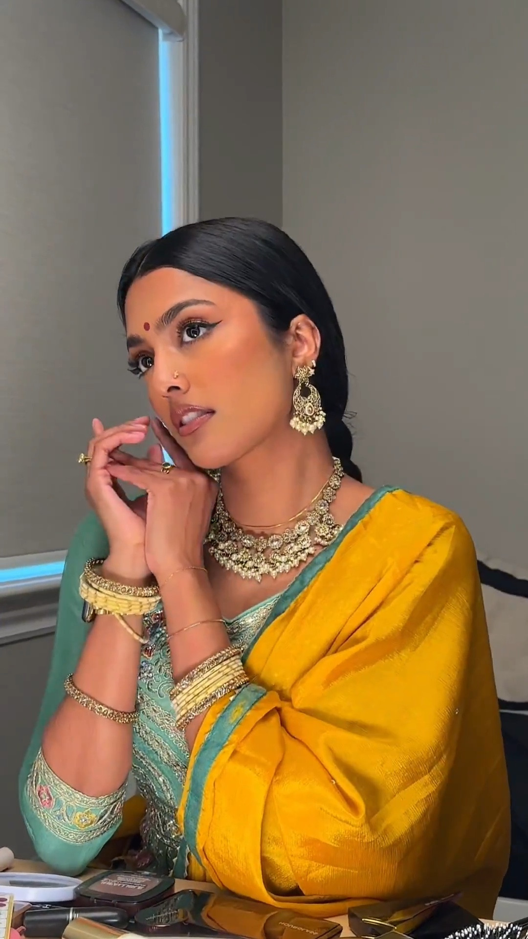 will never get over this look!!!🩰🌸🪞✨💕

HAIR
@insertnamehere digital nano flat iron
@bombayhair hair extensions 
@matrix hairspray
@gisou hair perfume - floral edition 

MAKEUP
@hourglasscosmetics vanish airbrush primer
@lorealparis true match concealer in w4-5
@lancomeofficial teint idole foundation in 415W
@urbandecaycosmetics moondust eyeshadow in space cowboy 
@itcosmeticsca @itcosmetics all-over conceal n7 brush 
@hudabeauty loose baking powder in blondie 
@nudestix nude screen blush tint in strawberry sunburst 
@maccosmeticscanada powder blush in fleur power 
@lorealparis infallible bronzer in 500 dark
@urbandecaycosmetics all nighter makeup setting spray
@anastasiabeverlyhills brow wiz in dark brown
@anastasiabeverlyhills brow freeze gel
@hourglasscosmetics ambient lighting palette in volume lll
@hourglasscosmetics scattered light glitter eyeshadow in ray
@sephoracollection high precision eyeliner in black
@kissproducts impress press-on falsies
@maccosmeticscanada lip pencil in chestnut
@maccosmeticscanada matte lipstick in whirl
@maybelline lifter plump lipgloss in peach fever 

OUTFIT
@thesareeroom jewelry + bangles
@hatkay11 outfit

#southasianfashion #ghararasuit #indianfashioninspo 
#grwm #southasianmakeup #browngirl #browngirlapproved #browngirlmakeup #longhairstyles #blackhair #longblackhair 

[ tamil, gharara suit fashion, south asian fashion, indian outfits, transition idea, brown girl, long braid, long black hair, long thick hair ]

#LTKBeauty #LTKStyleTip